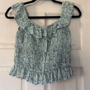 Floral Ruffle Smocked Top